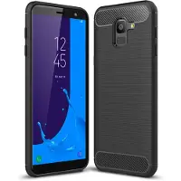 Techsuit - Carbon Silicone - Samsung Galaxy J6 2018 - Black (Samsung Galaxy J6 (2018)), Coque pour téléphone portable, Noir