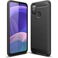 Techsuit - Carbon Silicone - Samsung Galaxy M21 / M30S - Black (Samsung Galaxy M21, Samsung Galaxy M30s), Coque pour téléphone portable, Noir
