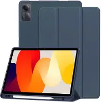 Techsuit - Flex Trifold (with Pencil Holder) - Xiaomi Redmi Pad SE 11 - Dark Blue (Xiaomi Redmi Pad SE), Étui pour tablette, Bleu