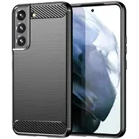 Techsuit - Carbon Silicone - Samsung Galaxy S22 - Black (Samsung Galaxy S22 5G), Coque pour téléphone portable, Noir