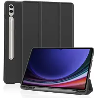 Techsuit - Flex Trifold (with Pencil Holder) - Samsung Galaxy Tab S9 Ultra / S10 Ultra - Black (Samsung Galaxy Tab S10 Ultra, Samsung Galaxy Tab S9 Ultra), Étui pour tablette, Noir