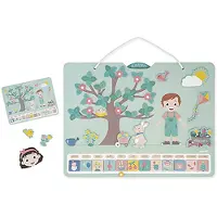 Janod - Calendrier Des Saisons - Calendrier Enfant Educatif En Bois 42 X 32 Cm - Magnétique - 125 Magnets - Apprentissage Du Temps Et Des Saisons - Version Française - D S 3 Ans J05470