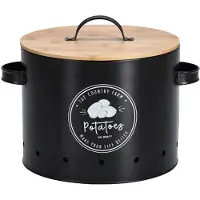 Zeller Boîte de conservation pour pommes de terre , métal/bambou, 22,5 x 21 cm, noire