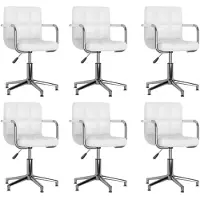 vidaXL Chaises de salle à manger 6 pcs. Pivotant Blanc Similicuir