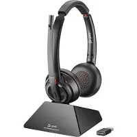 Poly Inc. Poly Savi 8220 - Savi 8200 series - Headset - On-Ear - DECT / Bluetooth - kabellos - Adapter USB-A via Bluetooth - Schwarz - UC-zertifiziert, Zertifiziert für Microsoft Teams (8D3F5AA)
