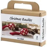 Creativ Company Kit de bricolage Boules de Noël Macrame, Kit de travail manuel, Rouge