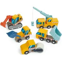 Tender Leaf Toys aux de camion de grue et chargeur frontal - Construisez votre propre chantier de construction et dveloppe une motricit fine pour les enfants 3+