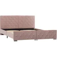 vidaXL Sommier rose velours 160x200 cm