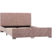 vidaXL Sommier rose velours 140x200 cm