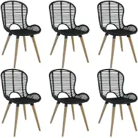 vidaXL Chaise de salle à manger 6 pcs. Rotin naturel noir