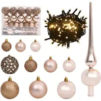 vidaXL 61 pcs. boules de Noël avec pointe d'arbre de Noël 150 LEDs