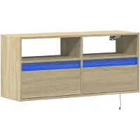 vidaXL Armoire TV murale avec éclairage LED Chêne Sonoma 100x31x45 cm
