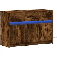 vidaXL Armoire TV avec éclairage LED chêne fumé 91x34x61 cm