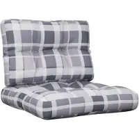 vidaXL Coussins de palette lot de 2 motif à carreaux gris tissu