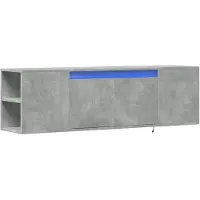 vidaXL Armoire TV murale avec éclairage LED gris béton 135x31x39,5 cm