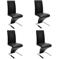 vidaXL Chaise de salle à manger 4 pcs. noir similicuir