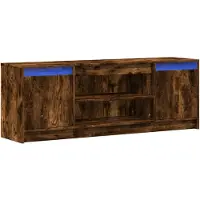 vidaXL Armoire TV avec éclairage LED chêne fumé 139,5x34x50 cm