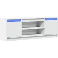 vidaXL Armoire TV avec éclairage LED Blanc 139,5x34x50cm Bois composite