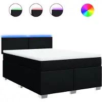 vidaXL Lit boxspring avec matelas noir 160x200 cm Tissu