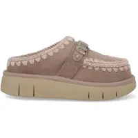 Mou pour femme. MU.FW531001A Sabots Bounce sabots en cuir logo en métal , taupe (38), 3 à 5 cm, Aucun, Casuel
