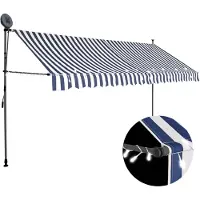 vidaXL Canopy manuell ausziehbar mit LED 400 cm blau und weiß
