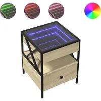vidaXL Table de chevet avec LED infini chêne sonoma 40x40x51 cm