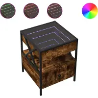 vidaXL Table de chevet avec LED infini chêne fumé 40x40x51 cm