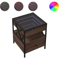 vidaXL Table de chevet avec LED infini chêne marron 40x40x51 cm