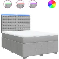 vidaXL Lit boxspring avec matelas gris clair 140x190 cm Tissu