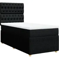 vidaXL Lit boxspring avec matelas noir 80x200 cm tissu