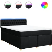 vidaXL Lit boxspring avec matelas noir 140x200 cm Tissu