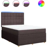 vidaXL Lit boxspring avec matelas brun foncé 140x190 cm Tissu