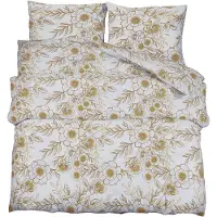 vidaXL Ensemble de literie blanc et marron 200x220 cm coton