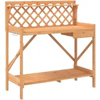 vidaXL Table à plantes avec treillis Marron Sapin massif