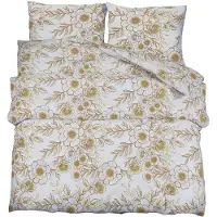 vidaXL Ensemble de literie blanc et marron 140x200 cm coton