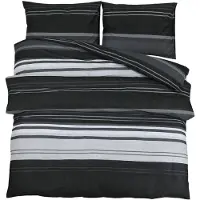 vidaXL Ensemble de literie noir et blanc 140x200 cm coton