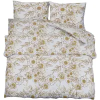 vidaXL Ensemble de literie blanc et brun 200x200 cm coton