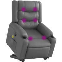 vidaXL Fauteuil de massage avec releveur Gris Similicuir