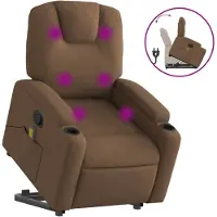 vidaXL Fauteuil de massage avec releveur Marron Tissu