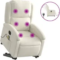 vidaXL Fauteuil de massage avec releveur électrique Crème Velours