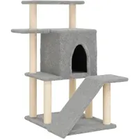 vidaXL Arbre à chat avec colonnes à griffer en sisal Gris clair 97 cm