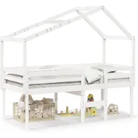 vidaXL Lit surélevé avec toit blanc 80x200 cm pin massif
