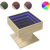 vidaXL Table basse LED Chêne Sonoma 50x50x45 cm Matériau dérivé du bois