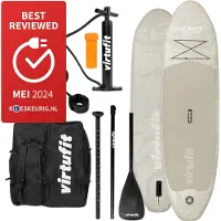 VirtuFit Supboard Ocean 275 - Sand Beige - Planche de Stand Up Paddle - Supboard gonflable - Pour débutants et avancés - Pagaie ajustable - Max. 180 kg