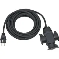 Brennenstuhl Rallonge, 10 m, 3 prises Schuko, triple couplage caoutchouc, couvercle rabattable, IP44, noir