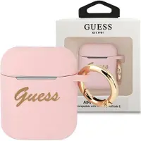 GUESS Gua2Sssi Airpods 1/2 Cover Pink/Pink Silicone Vintage Script