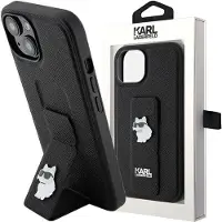 Karl Lagerfeld Étui pour iPhone 15 Plus Gripstand Saffiano Noir