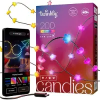 Twinkly Candies 200 Led 7mm STAR RGB BT+WiFi IP20 - 5V USB-C, fil vert