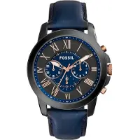 Fossil Montre à affichage analogique 'GRANT, FS4835' bleu marine / or rose / graphite
