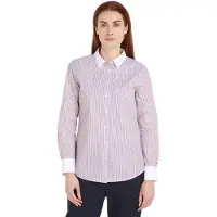 Tommy Hilfiger Women Ivy Stripe Contrast REG Shirt WW0WW42274 Pink (Ivy STP/Pink) 38